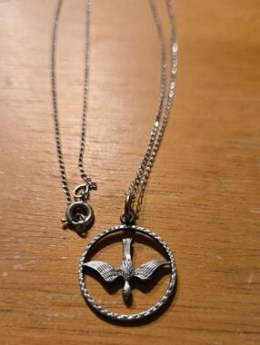 Vintage Sterling Silver Holy Spirit Pendant With Chain